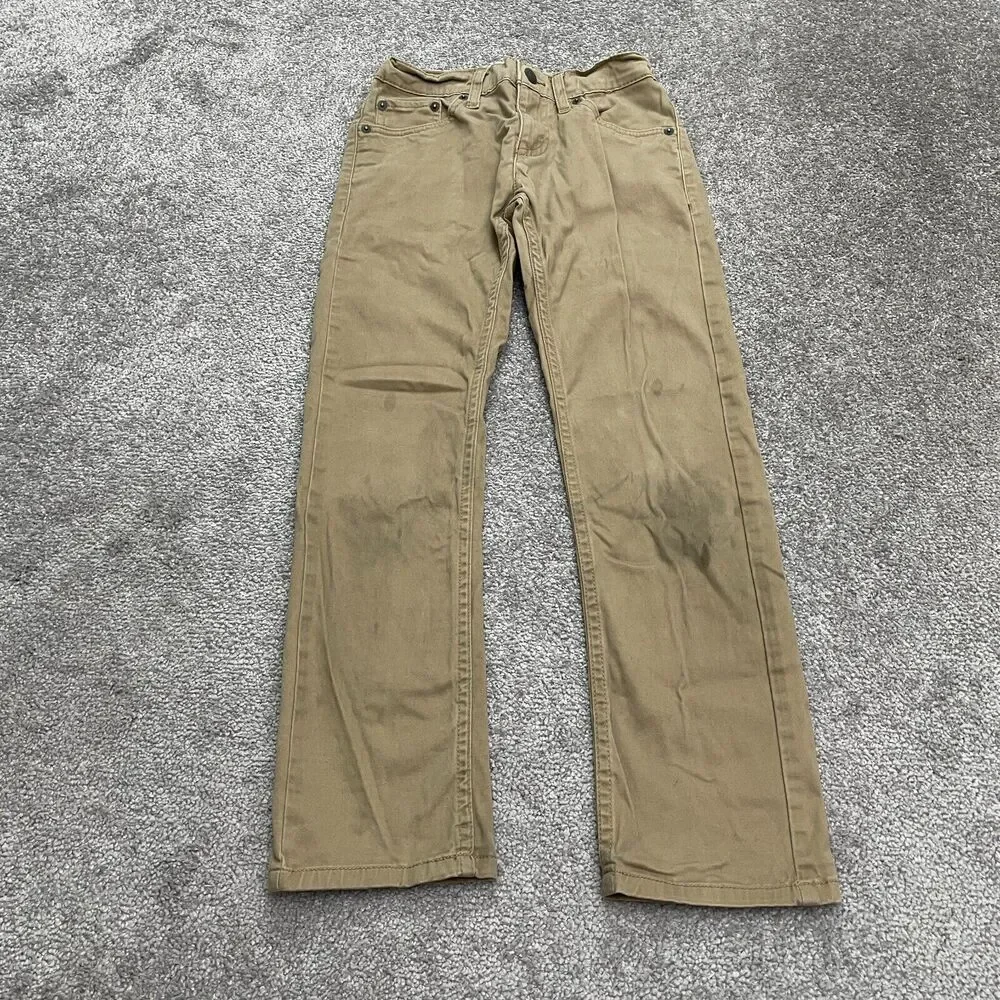 Levi's 511 Slim Fit Denim Jeans Boys 10R 25x25 Khaki Brown Elastic Waist Casual